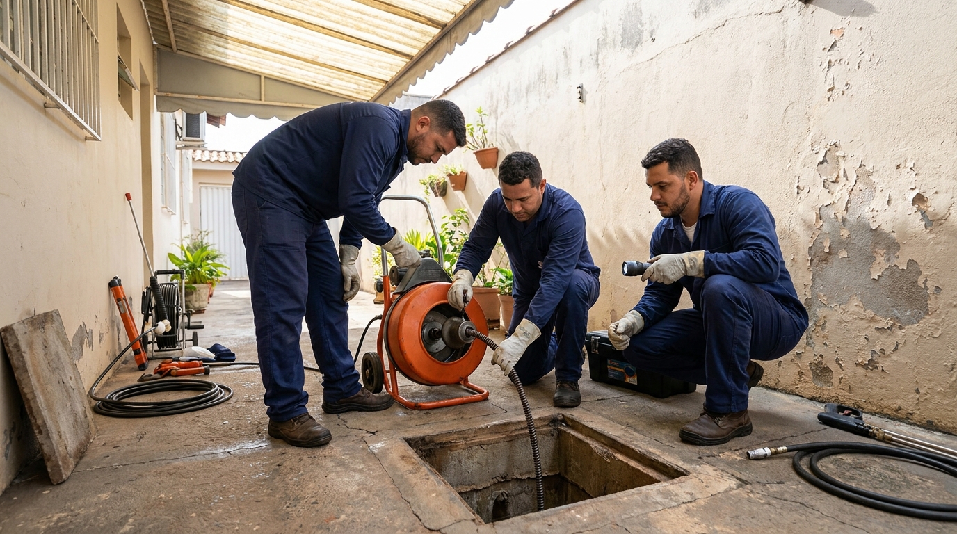 Desentupimento de esgoto com hidrojateamento em Belo Horizonte‑MG