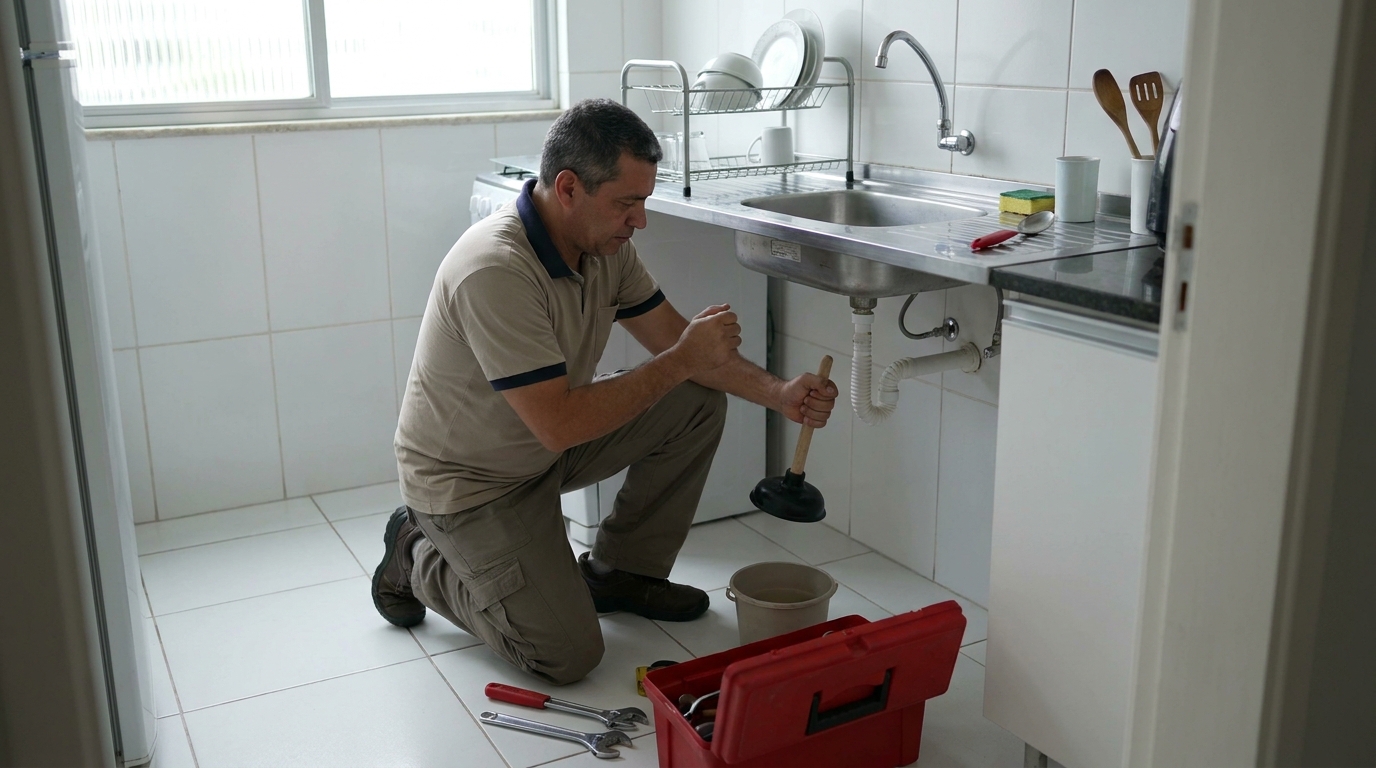 Desentupimento de pia residencial em Belo Horizonte‑MG