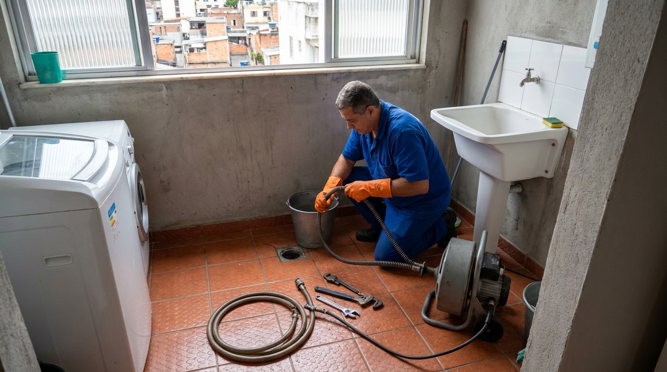Desentupimento de ralo com equipamento em Belo Horizonte‑MG
