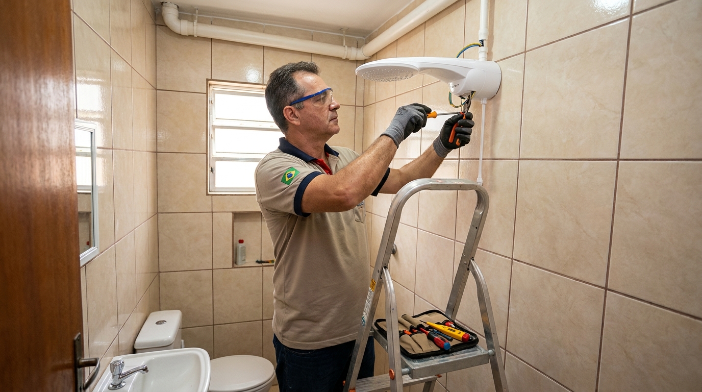 Instalação de chuveiro no banheiro em Belo Horizonte‑MG