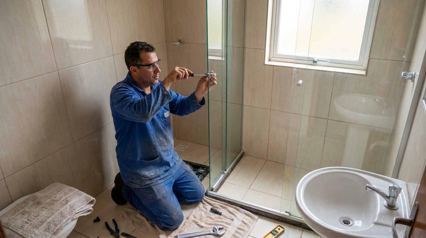 Técnico realizando manutenção de box em Belo Horizonte‑MG